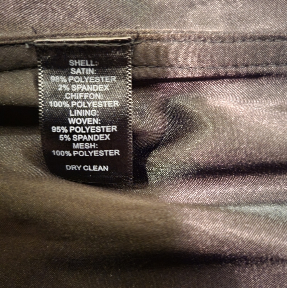 WHBM Black Satin and Chiffon Cocktail Dress - Picture 4 of 7